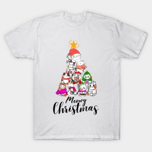 Meowy And Bright Christmas Cat Lover Gift T-Shirt